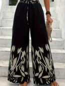 Irena - Pantalon à cordon de serrage à jambes larges, imprimé, pour femmes
