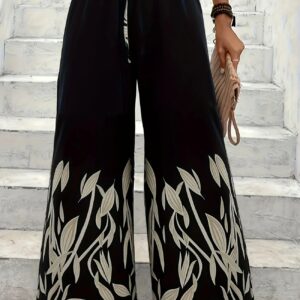 Irena - Pantalon à cordon de serrage à jambes larges, imprimé, pour femmes