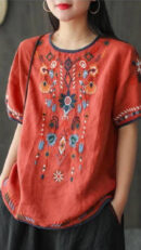 Ingrid - Blouse ethnique ample brodée