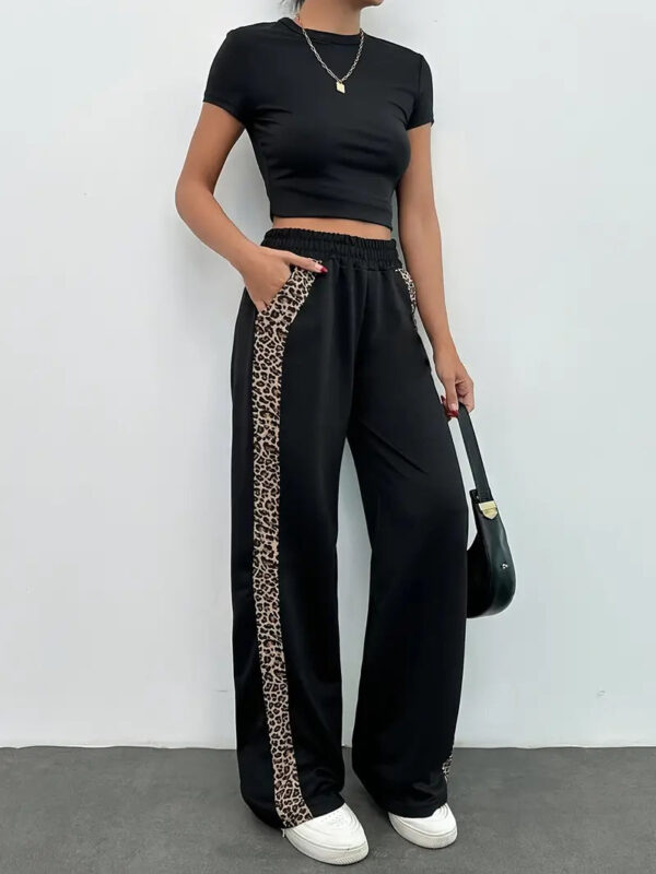 Dovie - Pantalon droit élégant avec bandes latérales à imprimé léopard – Image 4