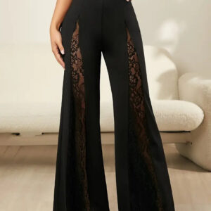 Gloria - Pantalon évasé avec bordures en dentelle