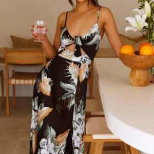 Lillian - Robe longue imprimée sans manches pour femme