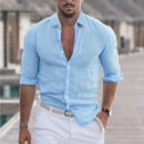 Dino - Chemise en Lin pour Homme avec Col Revers
