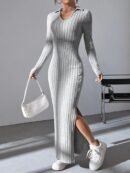 Angela - Robe en tricot à manches longues et coupe ajustée pour femme