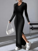 Angela - Robe en tricot à manches longues et coupe ajustée pour femme