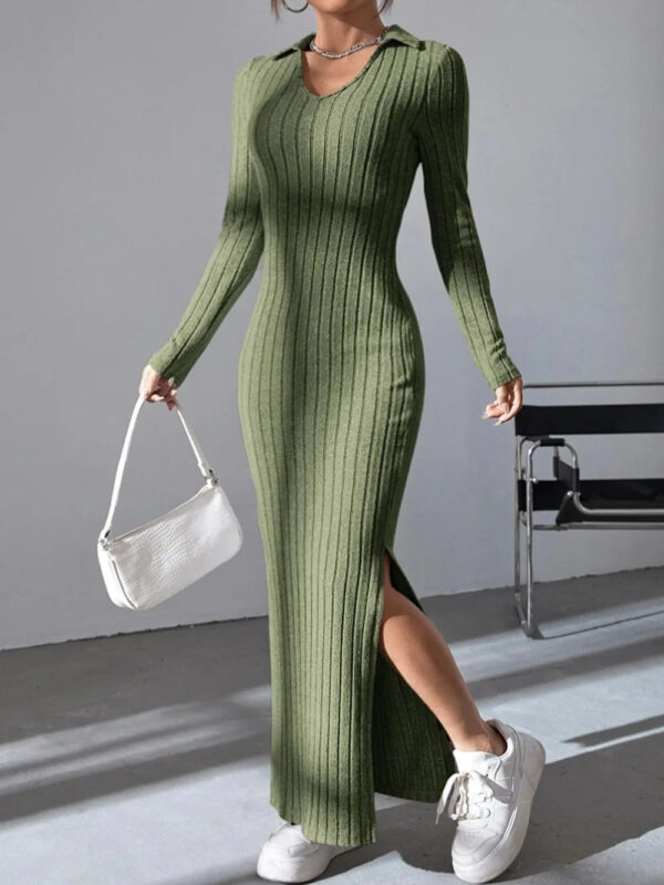 Angela - Robe en tricot à manches longues et coupe ajustée pour femme – Image 2