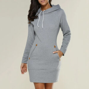 Edna - Robes à capuche unies à manches longues
