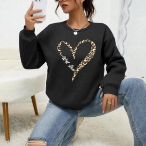 Delilah - Sweat-shirt imprimé léopard et cœur sauvage