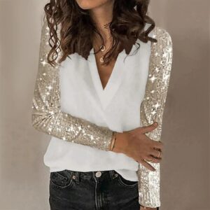 Faye - Blouse pailletée à encolure en V