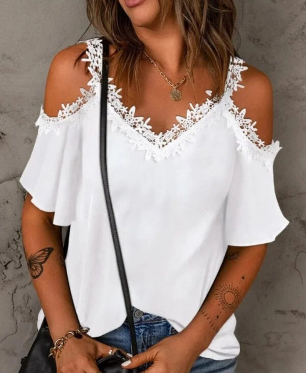 Elaine - Chemise à manches courtes avec dentelle pour femmes – Image 2